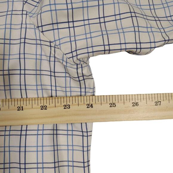 Nordstrom Men's Shop White Blue Button Up Shirt Traditional Fit Size 36 x 17.5 - Picture 6 of 8